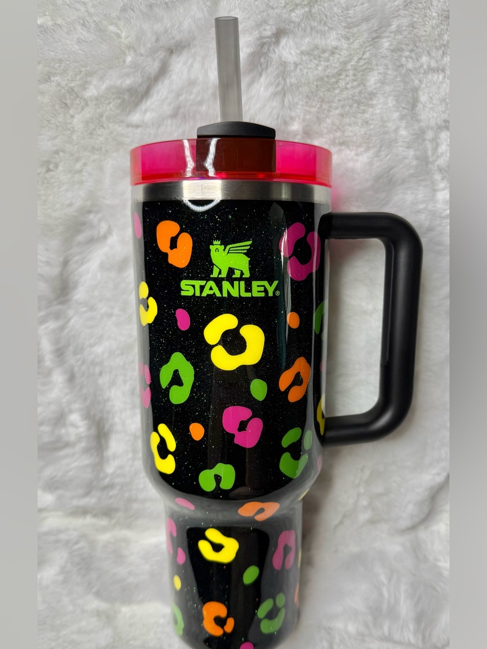 Custom Neon Leopard Stanley Tumbler 40oz